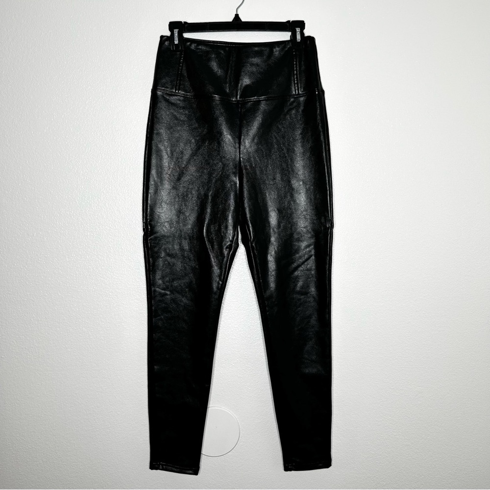 New Tinseltown Juniors Black Faux Leather High-Rise Leggings Size L NWT